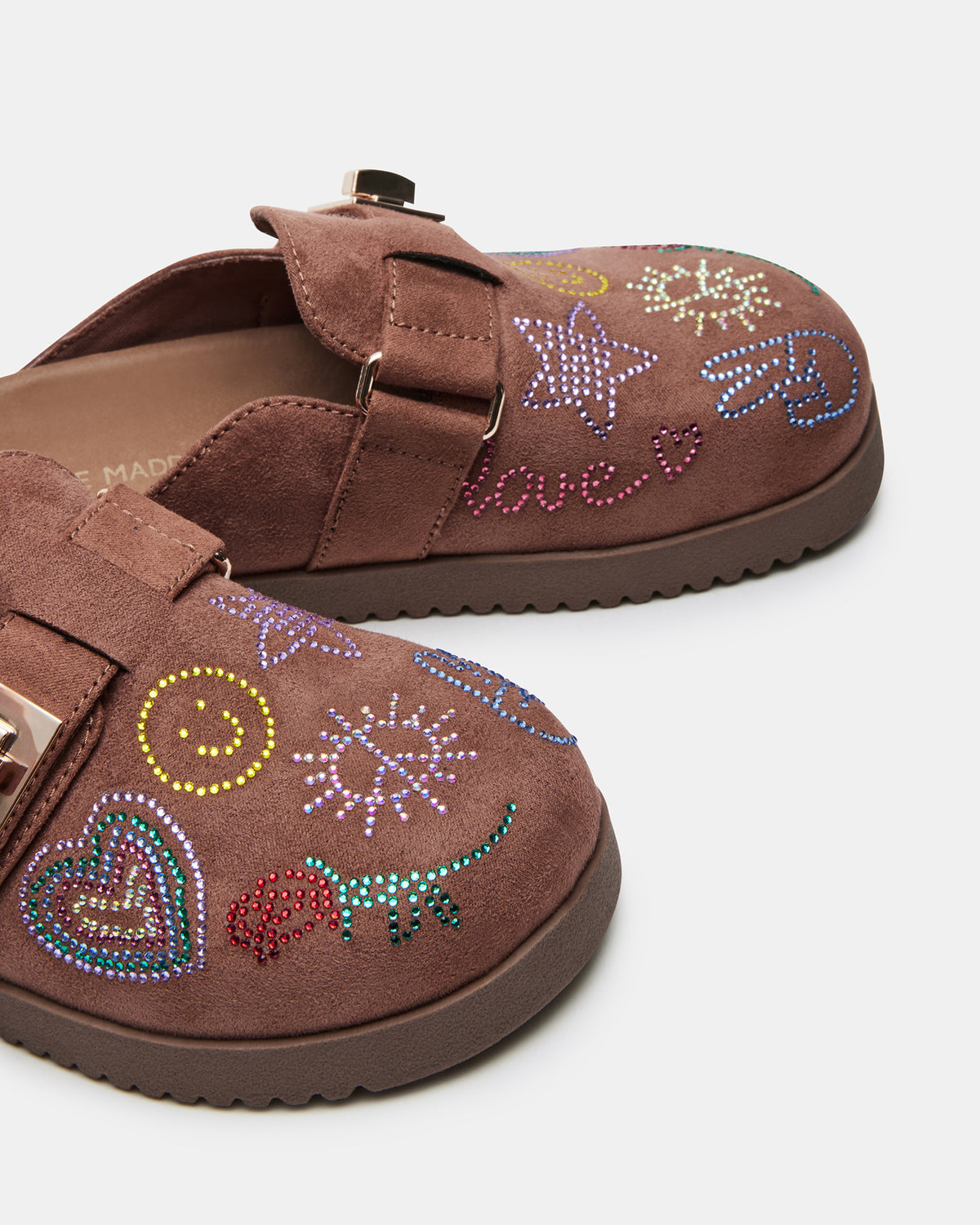 Steve Madden Kids' MONEYY Brown Rhinestones Girls' Slip-On Clog