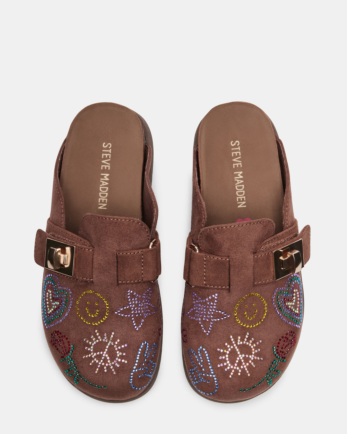 Steve Madden Kids' MONEYY Brown Rhinestones Girls' Slip-On Clog