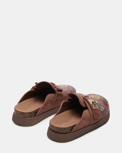 Steve Madden Kids' MONEYY Brown Rhinestones Girls' Slip-On Clog