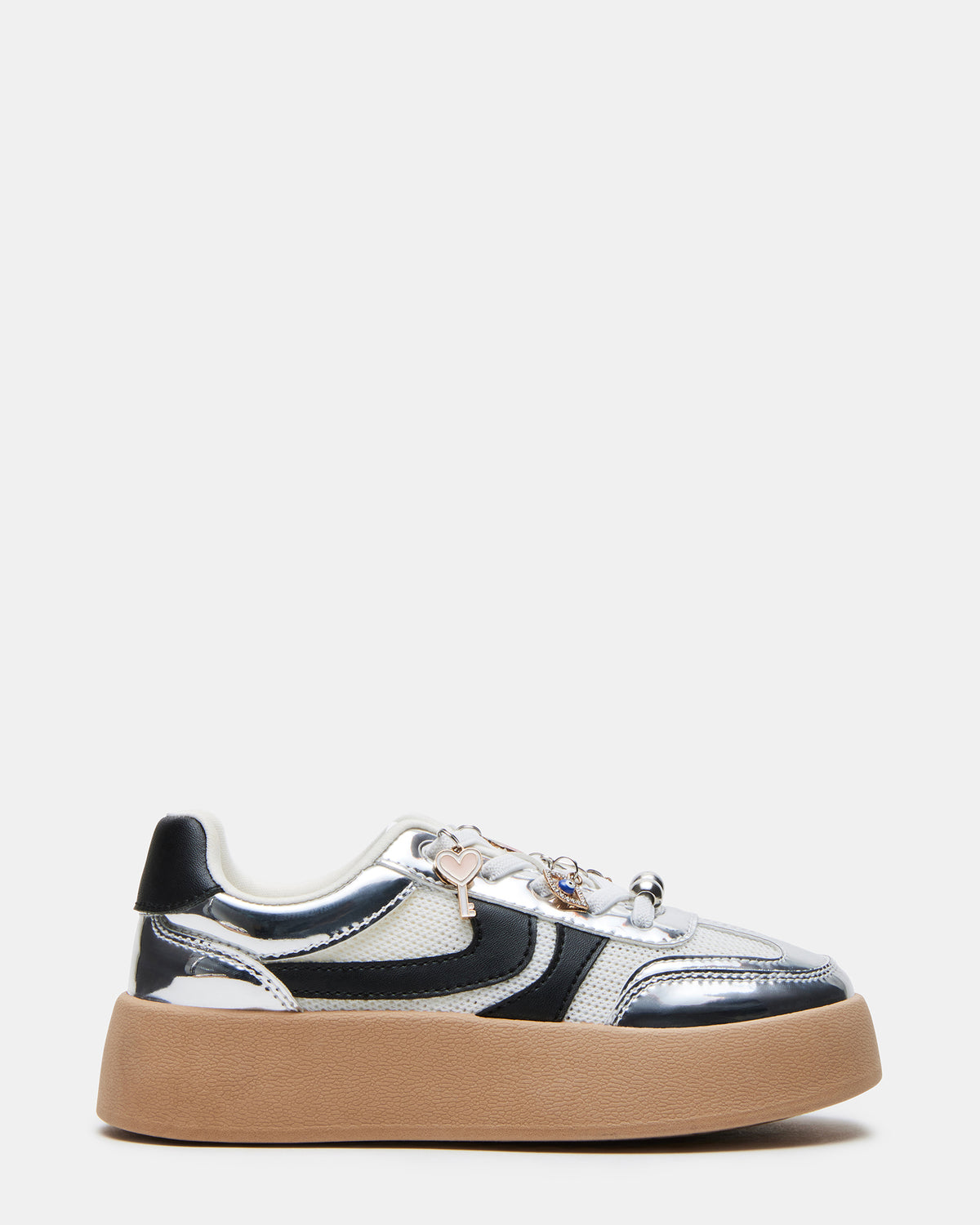 Steve Madden Kids' JERSEY CHARMS Silver Girls' Low-Top Platform Sneaker
