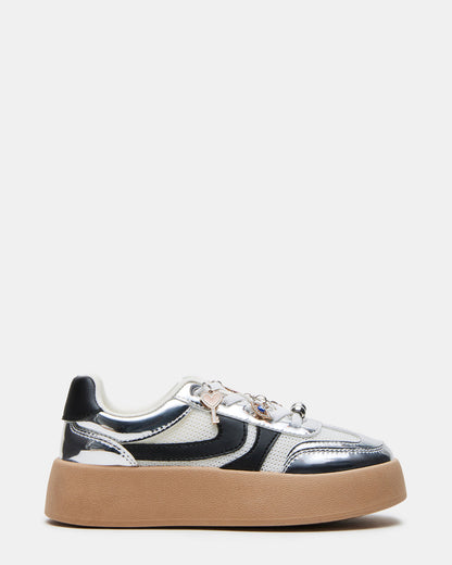 Steve Madden Kids' JERSEY CHARMS Silver Girls' Low-Top Platform Sneaker