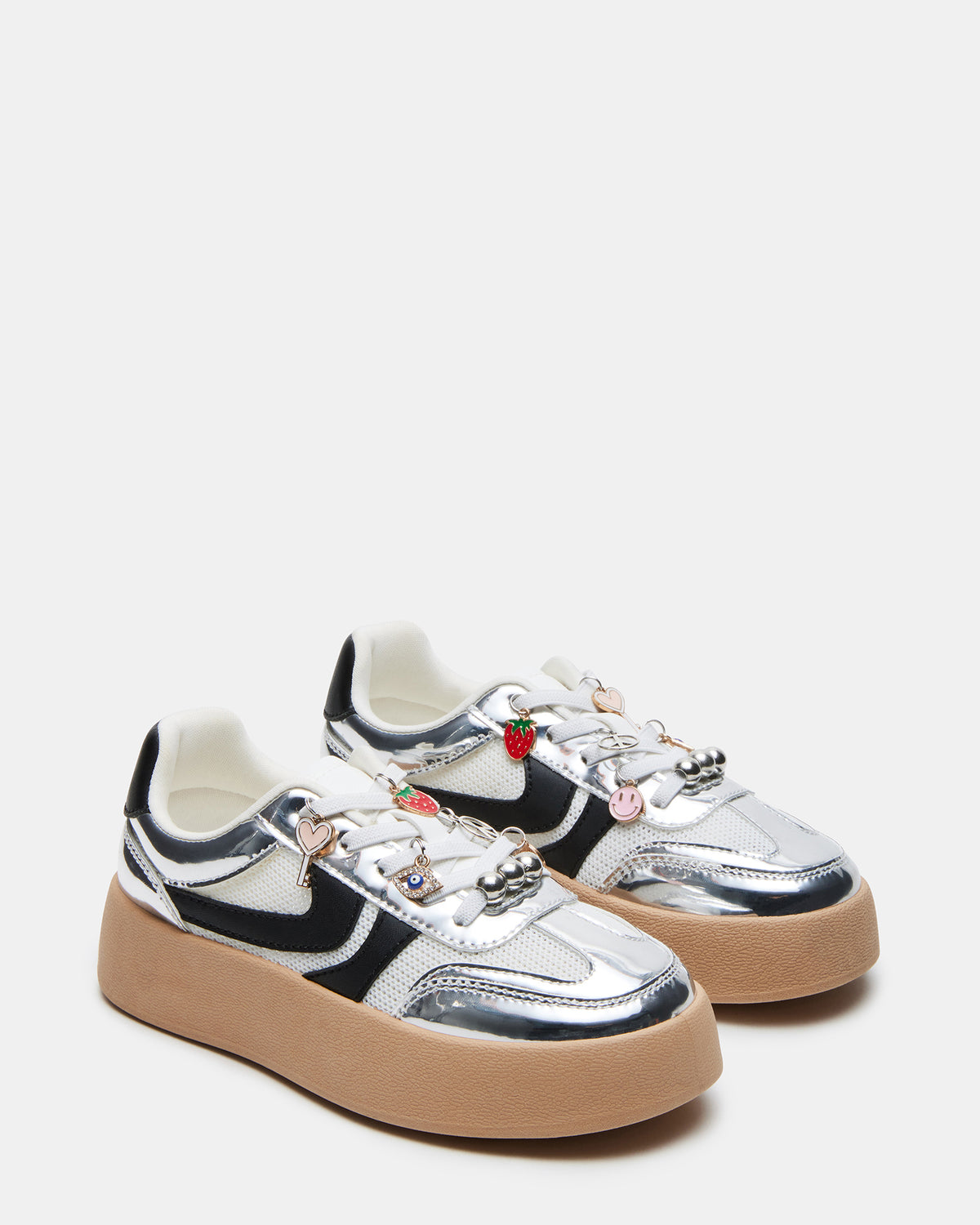 Steve Madden Kids' JERSEY CHARMS Silver Girls' Low-Top Platform Sneaker