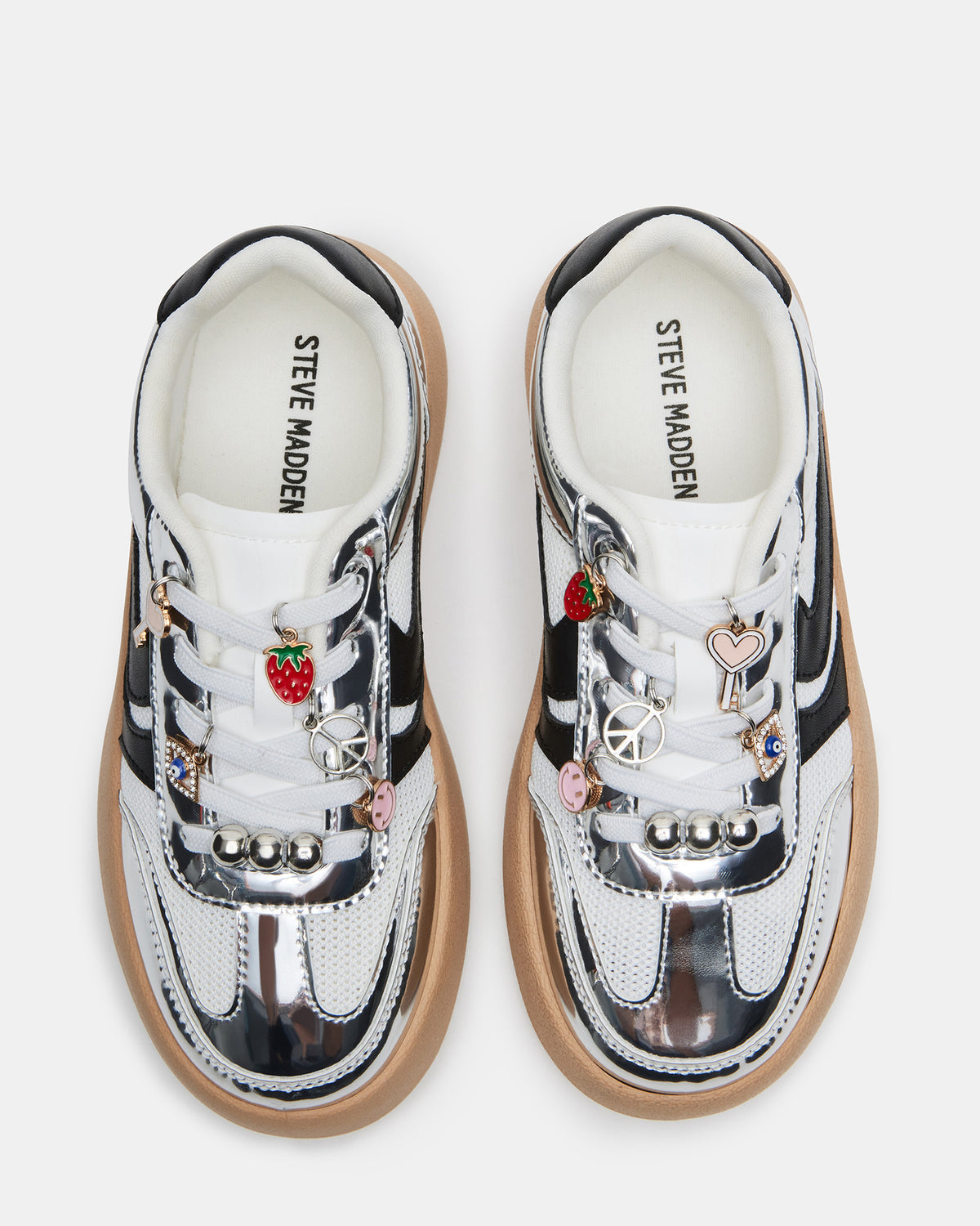 Steve Madden Kids' JERSEY CHARMS Silver Girls' Low-Top Platform Sneaker