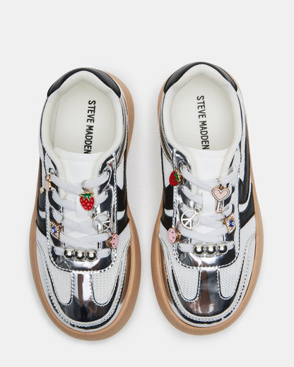 Steve Madden Kids' JERSEY CHARMS Silver Girls' Low-Top Platform Sneaker