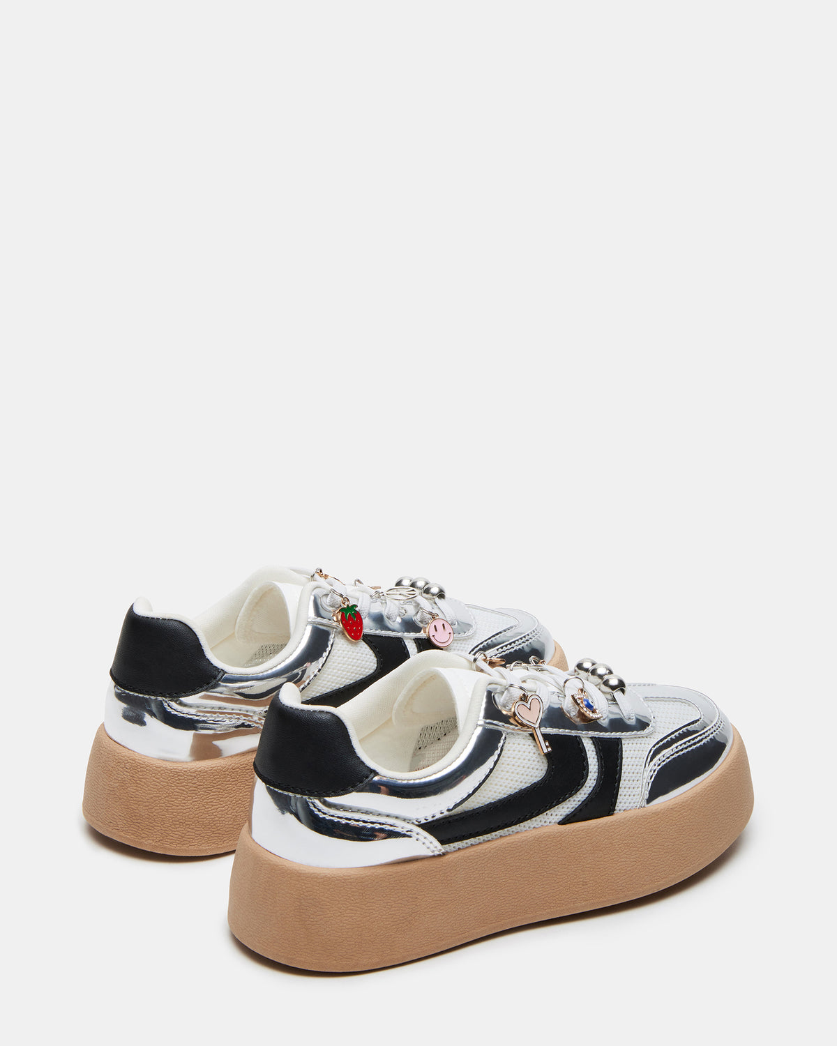Steve Madden Kids' JERSEY CHARMS Silver Girls' Low-Top Platform Sneaker