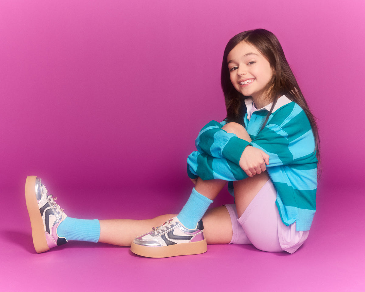 Steve Madden Kids' JERSEY CHARMS Silver Girls' Low-Top Platform Sneaker