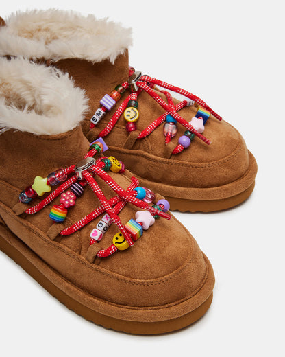 Steve Madden Kids' GLAZER Cognac Girls' Lace-Up Ankle Boot