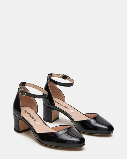 Steve Madden Kids' PRETTYY Black Patent Girls' Block Heel