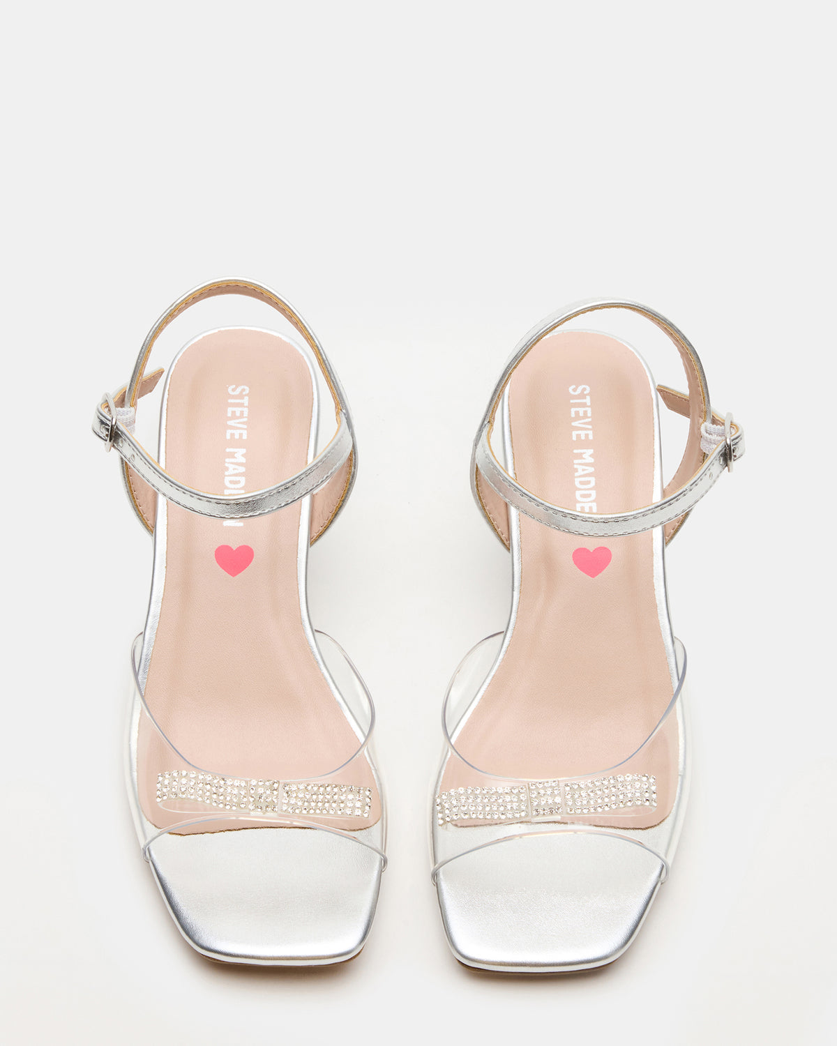 Steve Madden Kids' MERRY Silver Girls' Square-Toe Rhinestone Heel