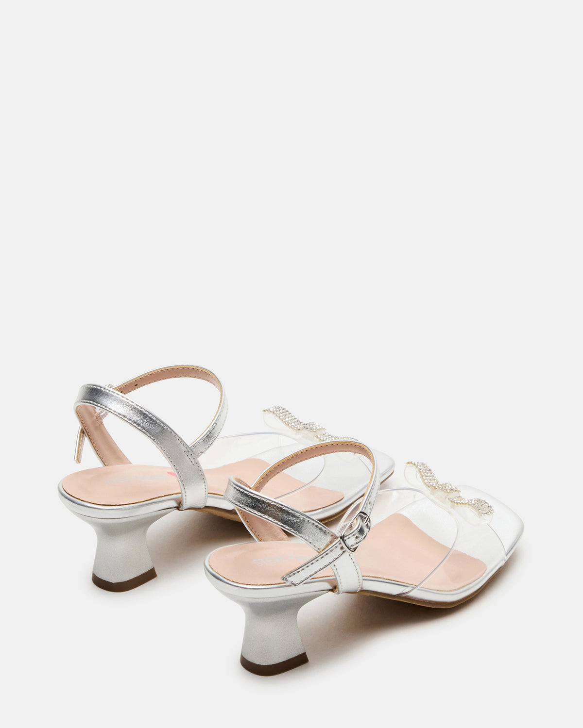 Steve Madden Kids' MERRY Silver Girls' Square-Toe Rhinestone Heel