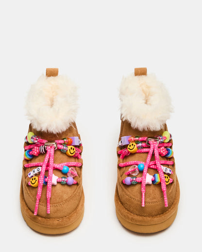 Steve Madden Toddlers' GLAZER Cognac Girls' Lace-Up Ankle Boot