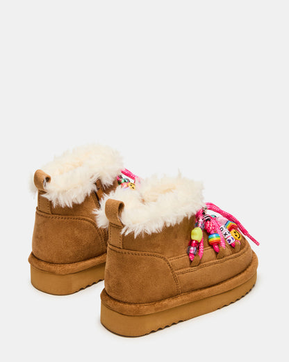 Steve Madden Toddlers' GLAZER Cognac Girls' Lace-Up Ankle Boot