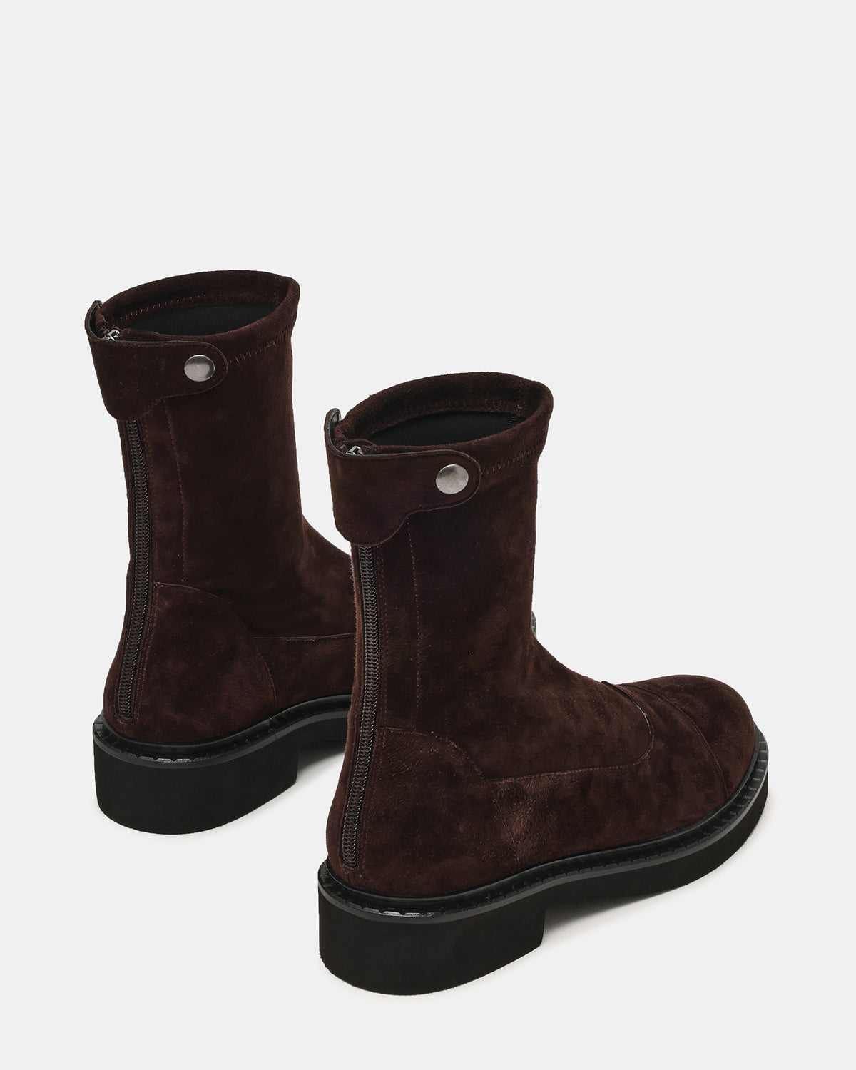Steve Madden MYER Brown Suede Round-Toe Zipper Closure Women's Ankle Boot