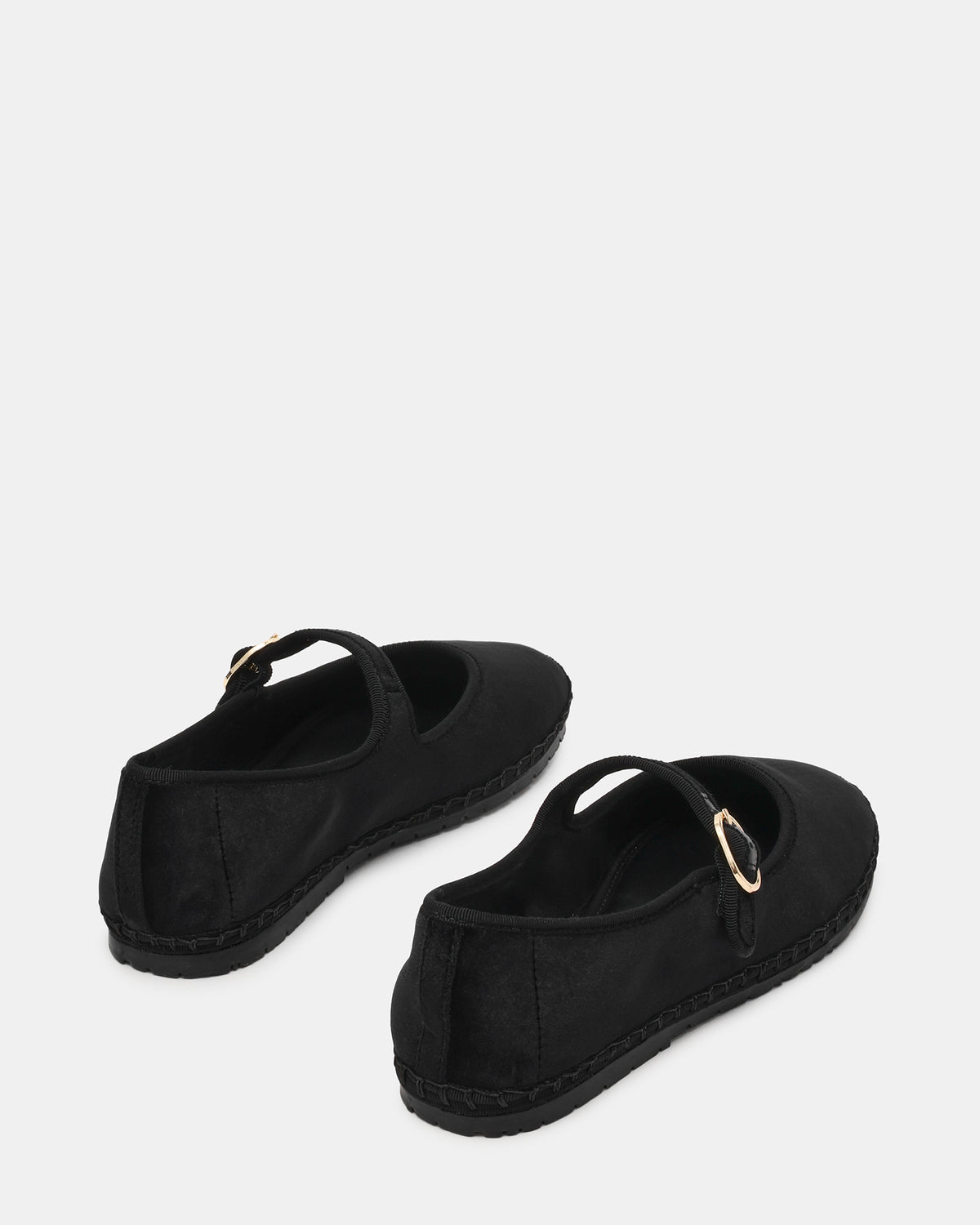 Steve Madden VELMA Black Velvet Mary Jane Gold-Detail Buckle Women's Flat