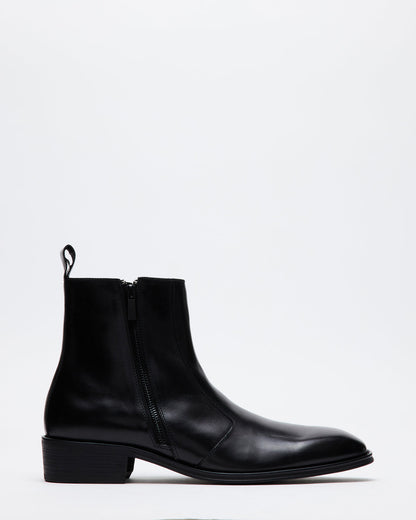 Steve Madden HAYNES Black Leather Men's Ankle Boot