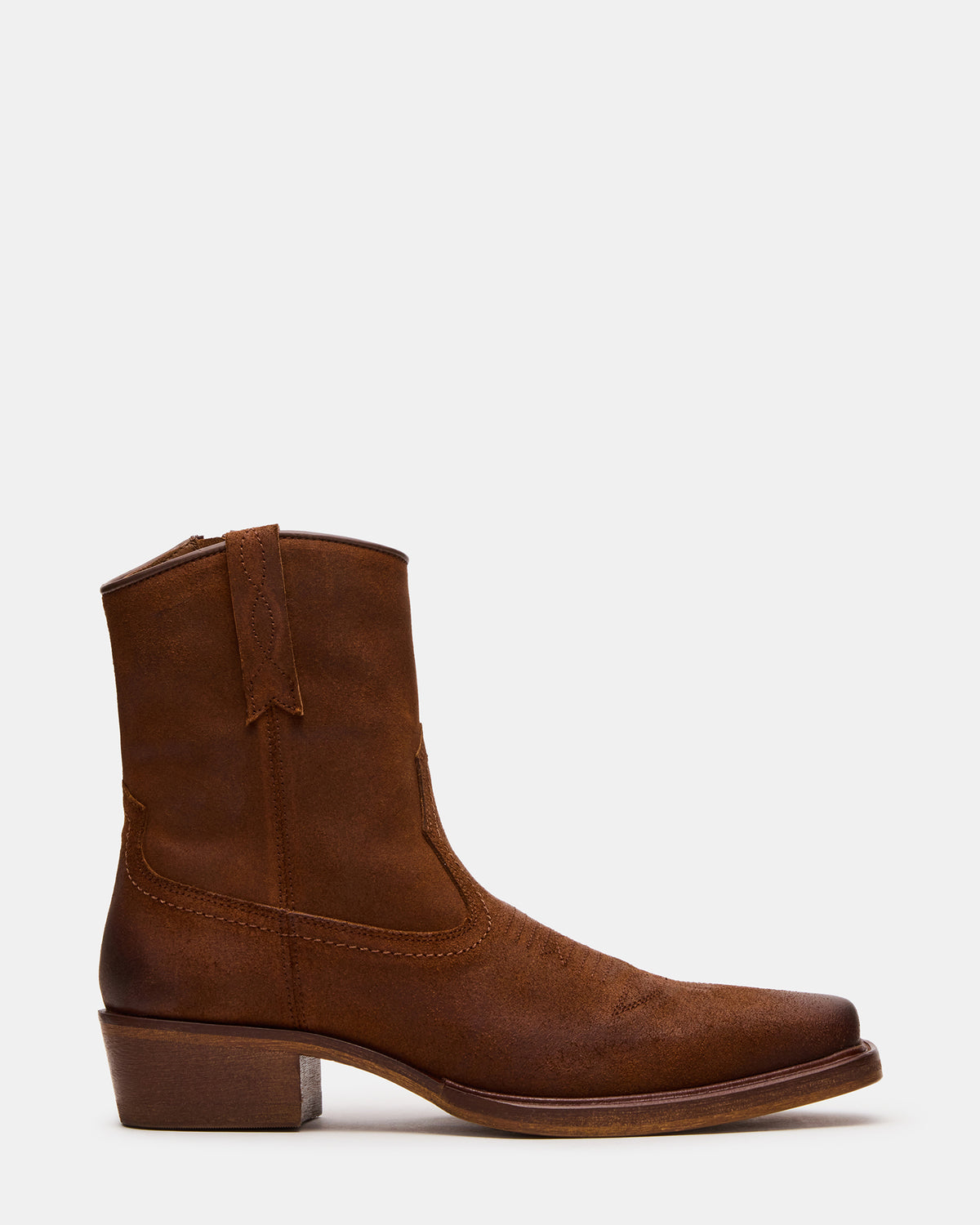 Steve Madden SANDERSON Dark Tan Square-Toe Western Men's Ankle Boot