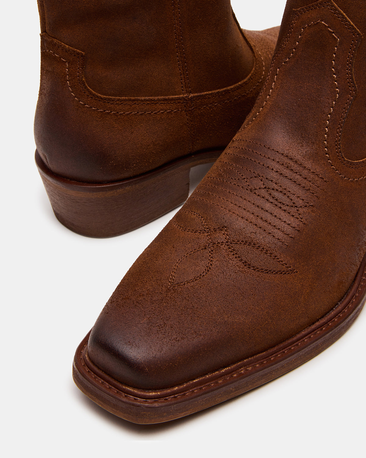 Steve Madden SANDERSON Dark Tan Square-Toe Western Men's Ankle Boot