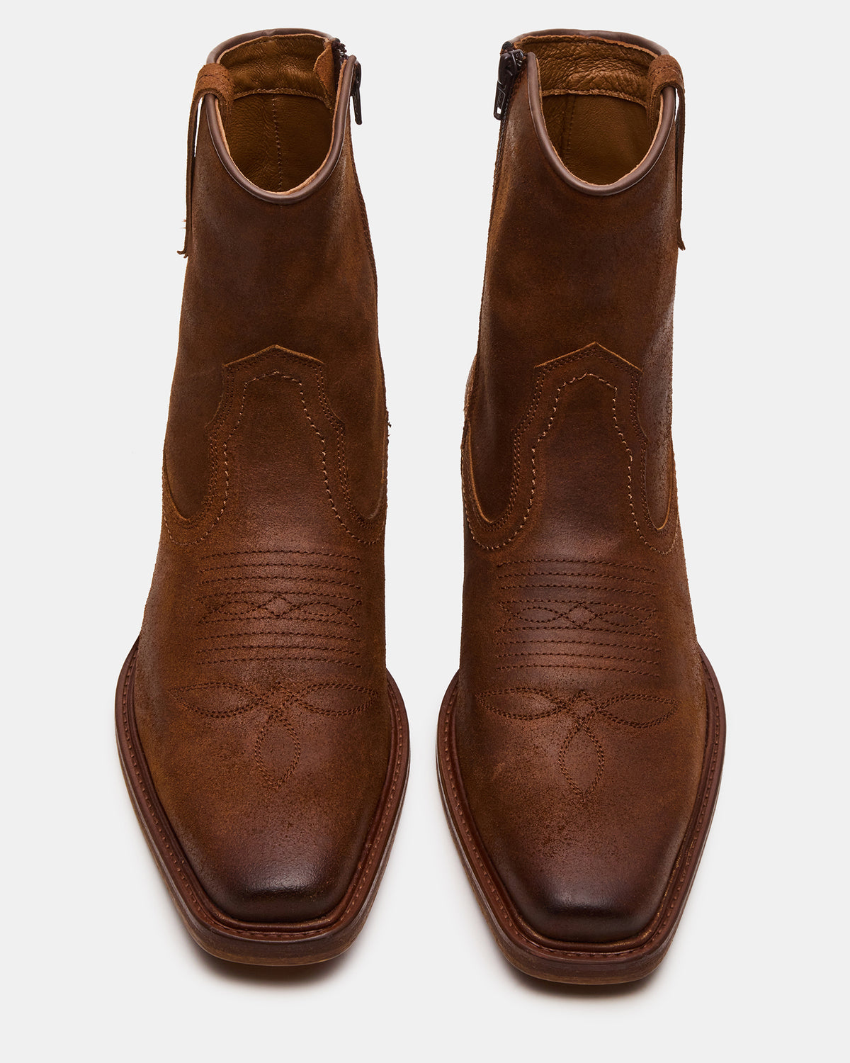 Steve Madden SANDERSON Dark Tan Square-Toe Western Men's Ankle Boot