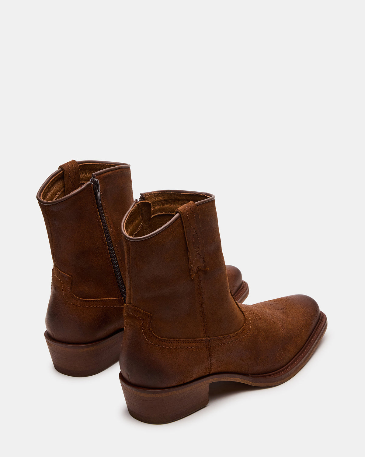 Steve Madden SANDERSON Dark Tan Square-Toe Western Men's Ankle Boot