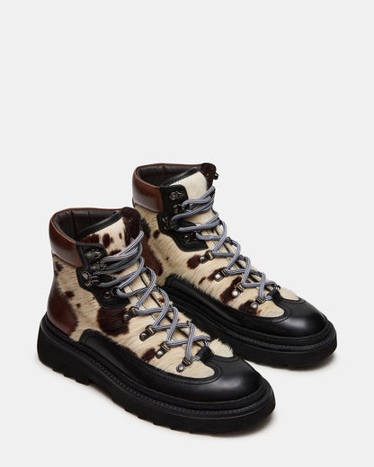 Steve Madden YOSEMITE Brown Multi Lace-Up Lug Men's Ankle Boot