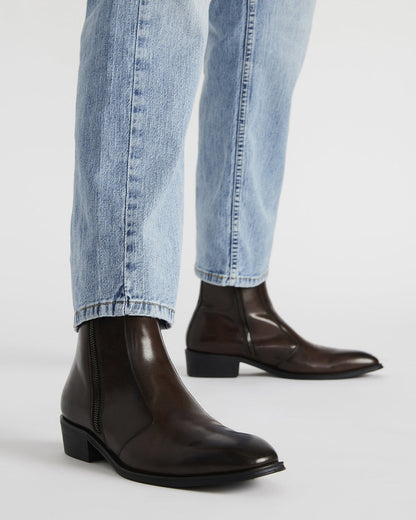 Steve Madden HAYNES Brown Leather Men's Ankle Boot