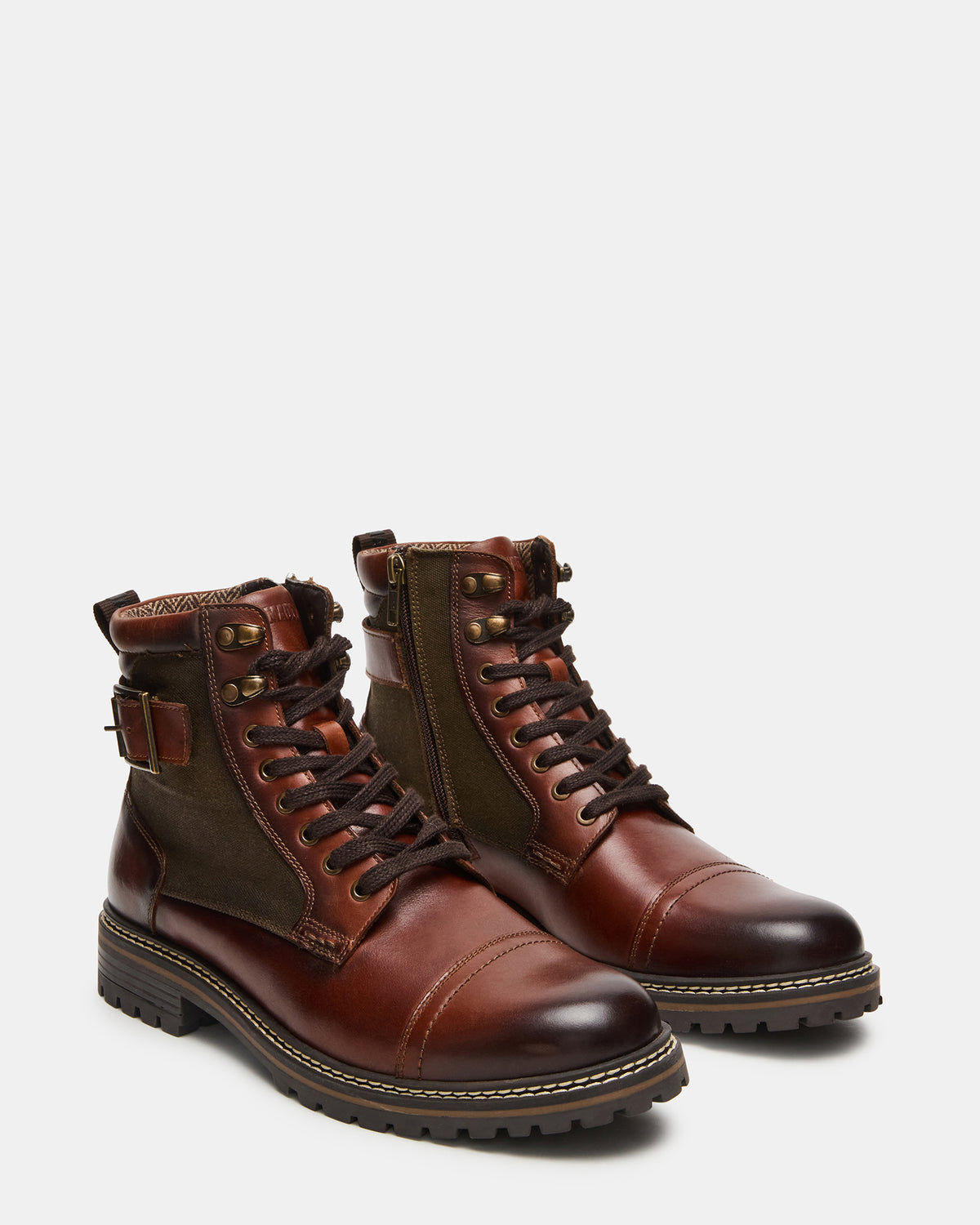 Steve Madden REID Cognac Lace-Up Lug Men's Ankle Boot