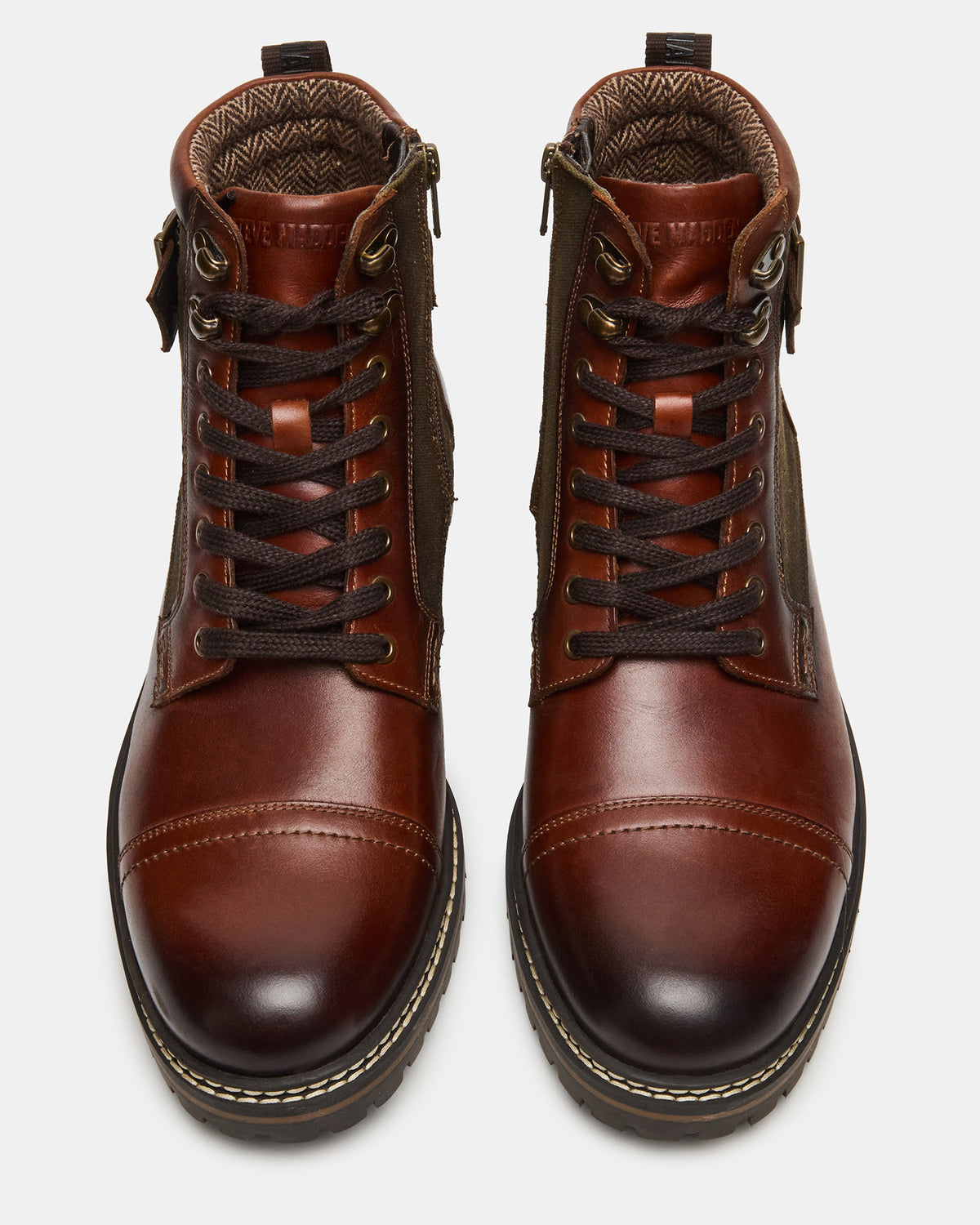 Steve Madden REID Cognac Lace-Up Lug Men's Ankle Boot
