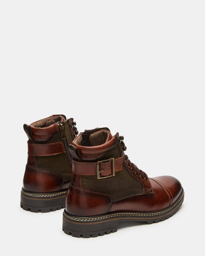 Steve Madden REID Cognac Lace-Up Lug Men's Ankle Boot