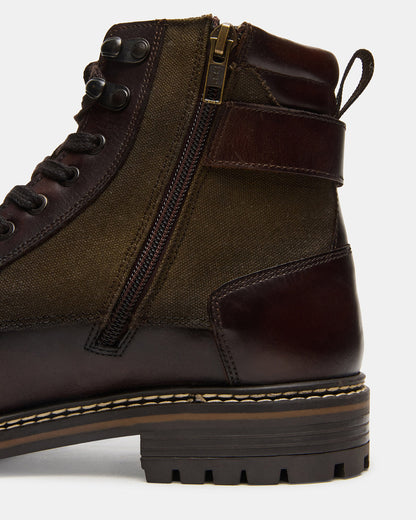 Steve Madden REID Dark Brown Lace-Up Lug Men's Ankle Boot