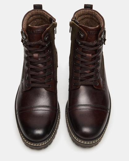 Steve Madden REID Dark Brown Lace-Up Lug Men's Ankle Boot