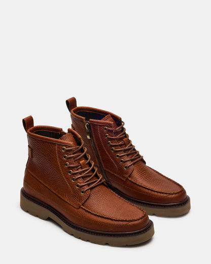 Steve Madden DAEL Brown Leather Lace-Up Men's Ankle Boot