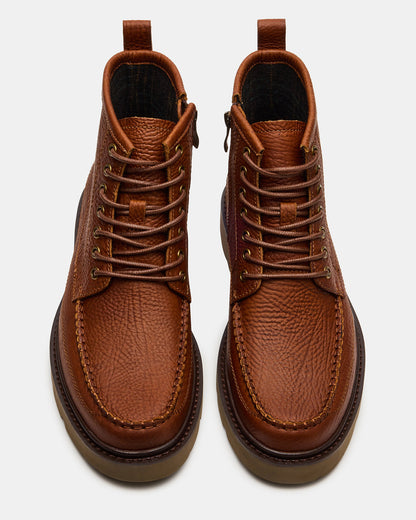 Steve Madden DAEL Brown Leather Lace-Up Men's Ankle Boot