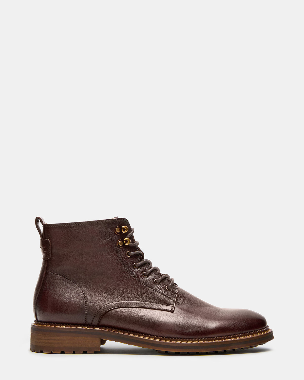 Steve Madden NOBY Brown Leather Men's Lace-Up Ankle Boot