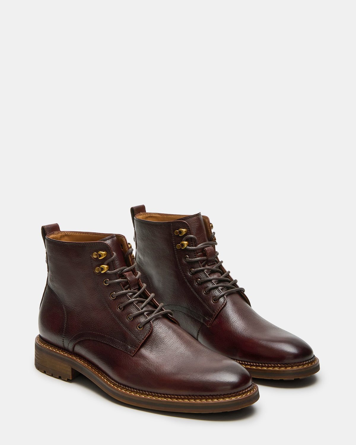 Steve Madden NOBY Brown Leather Men's Lace-Up Ankle Boot