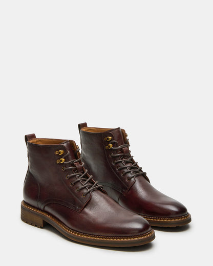 Steve Madden NOBY Brown Leather Men's Lace-Up Ankle Boot