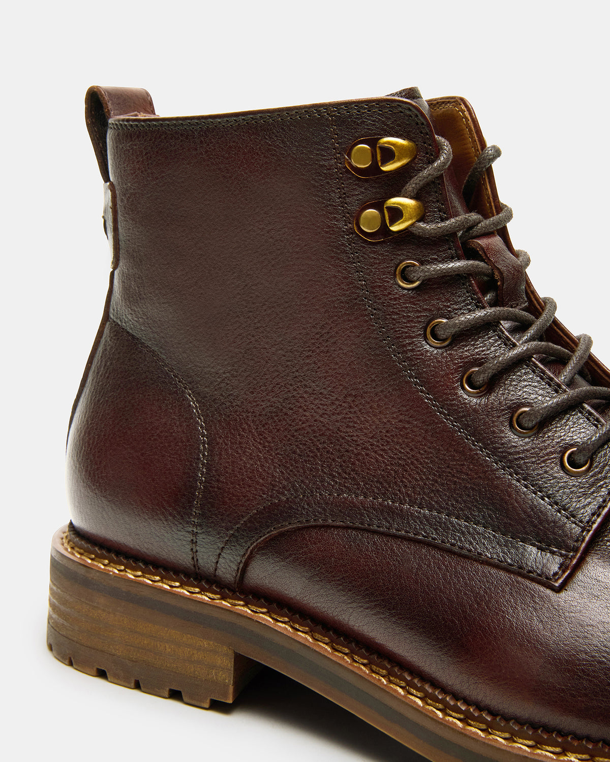 Steve Madden NOBY Brown Leather Men's Lace-Up Ankle Boot