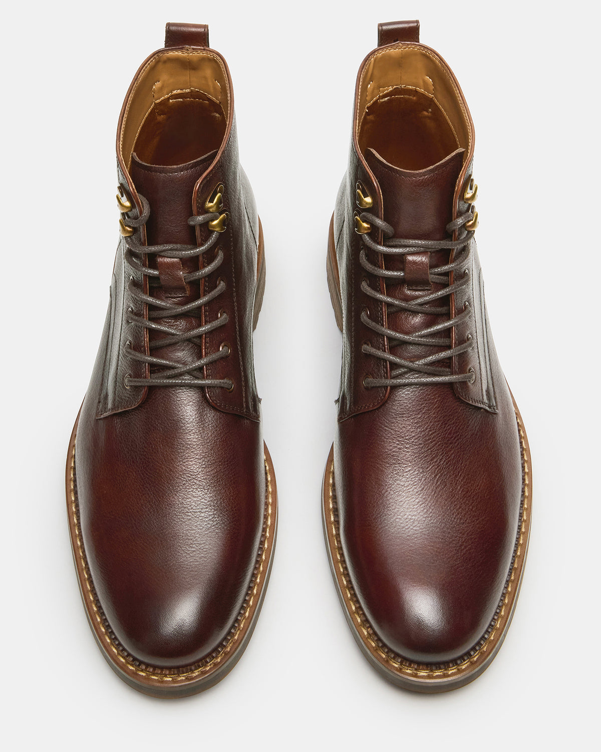 Steve Madden NOBY Brown Leather Men's Lace-Up Ankle Boot