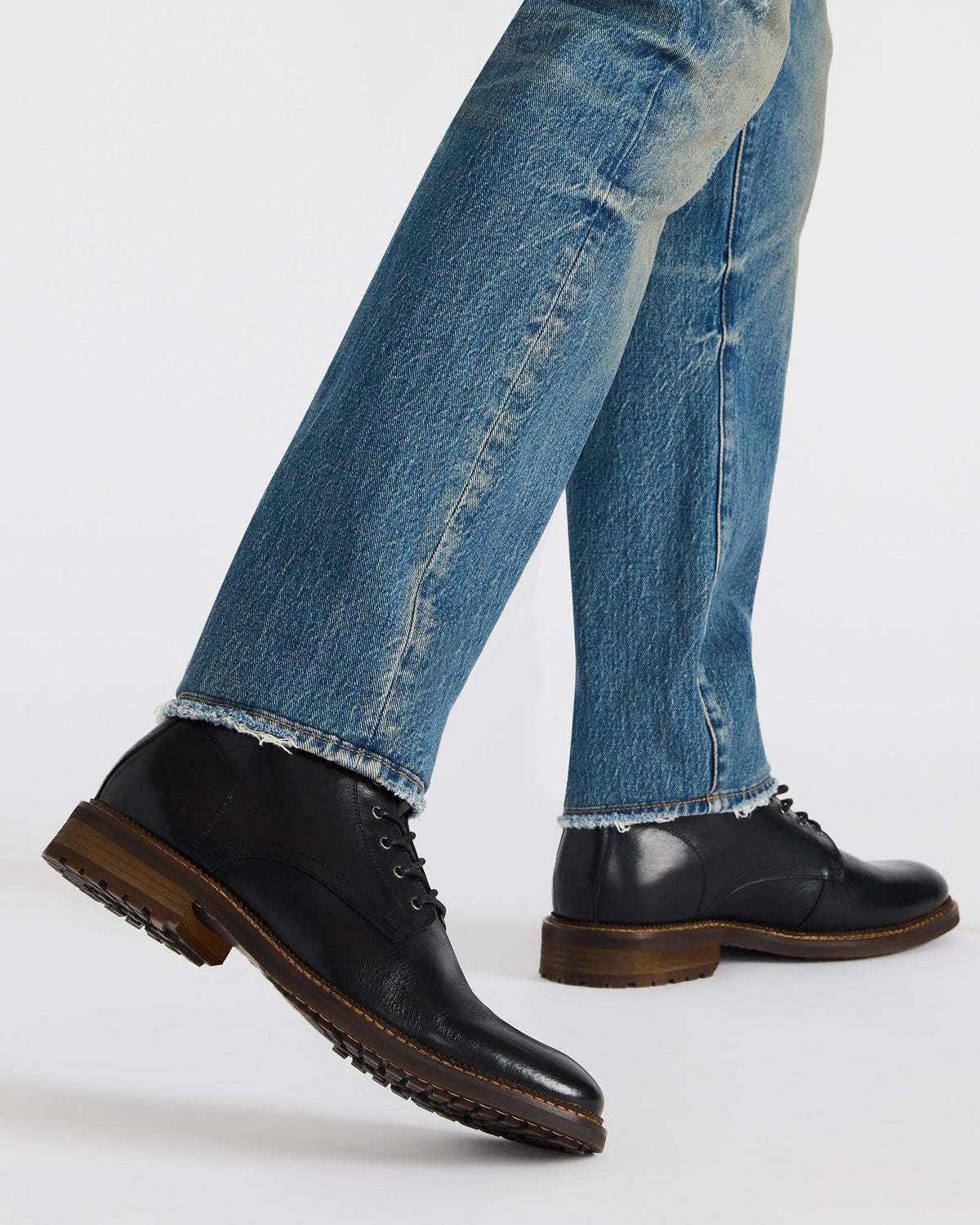 Steve Madden NOBY Black Leather Men's Lace-Up Ankle Boot
