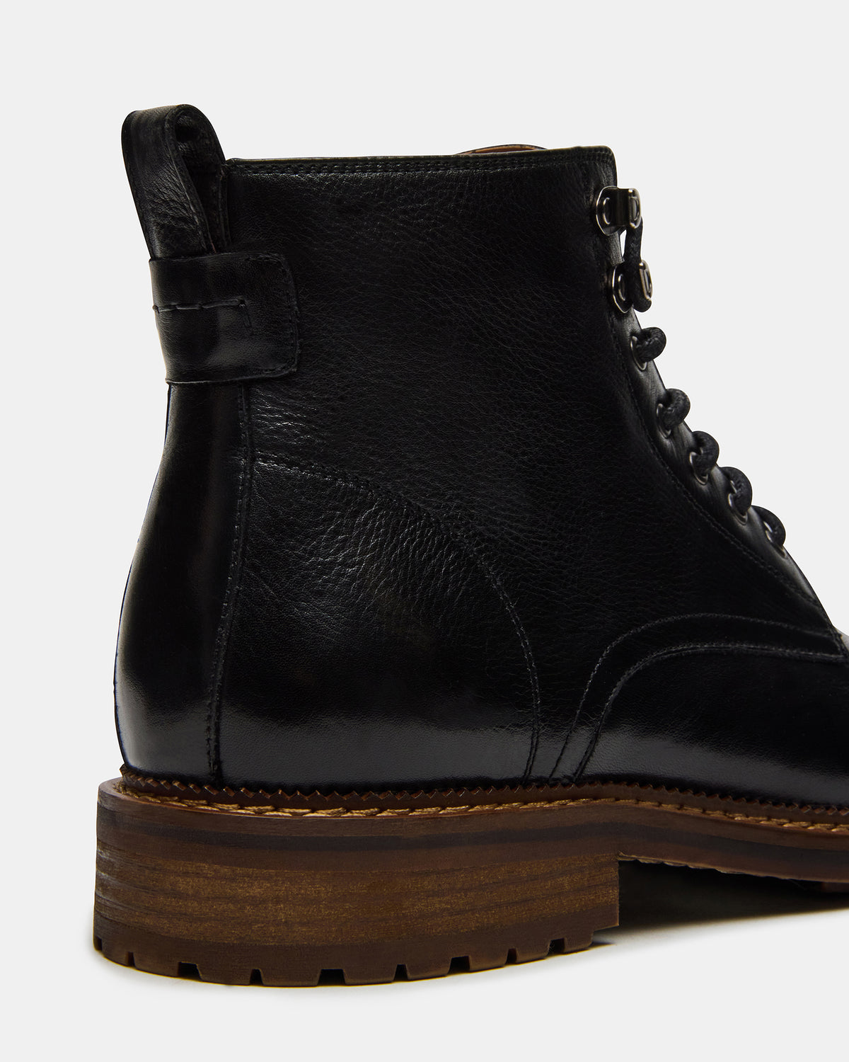 Steve Madden NOBY Black Leather Men's Lace-Up Ankle Boot