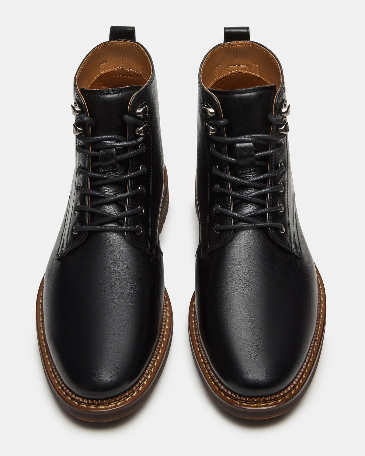 Steve Madden NOBY Black Leather Men's Lace-Up Ankle Boot