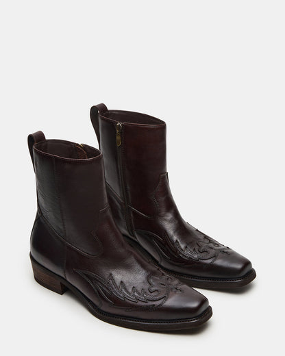 Steve Madden SANTANA Dark Brown Western Men's Ankle Boot