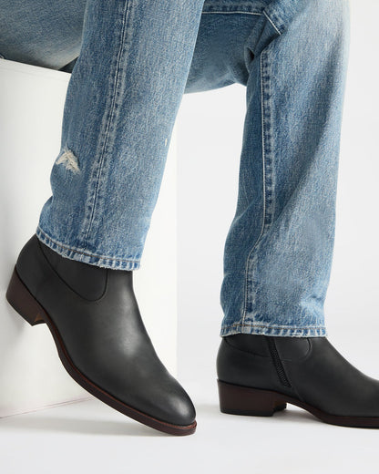 Steve Madden HENDRIK Black Leather Men's Ankle Boot