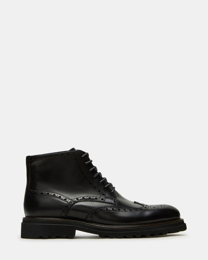 Steve Madden KODA Black Leather Lace-Up Men's Ankle Boot