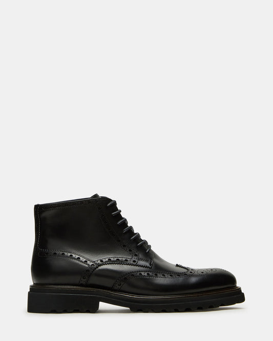 Steve Madden KODA Black Leather Lace-Up Men's Ankle Boot