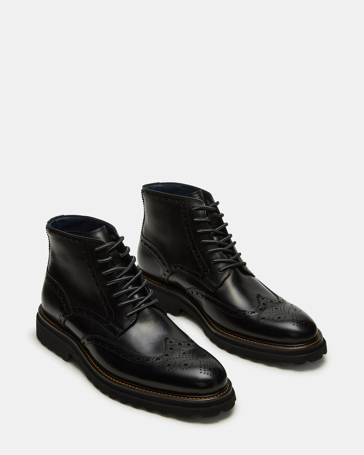 Steve Madden KODA Black Leather Lace-Up Men's Ankle Boot
