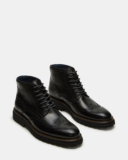 Steve Madden KODA Black Leather Lace-Up Men's Ankle Boot