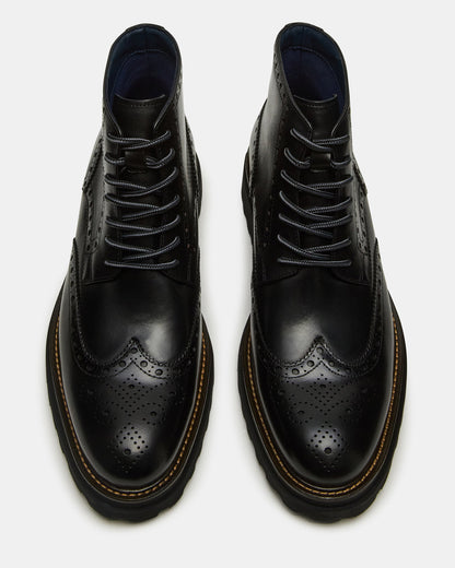 Steve Madden KODA Black Leather Lace-Up Men's Ankle Boot