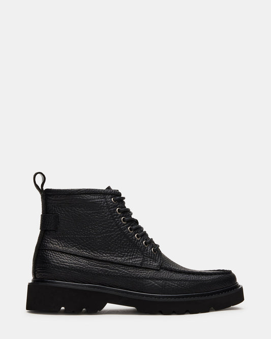 Steve Madden DAEL Black Leather Lace-Up Men's Ankle Boot
