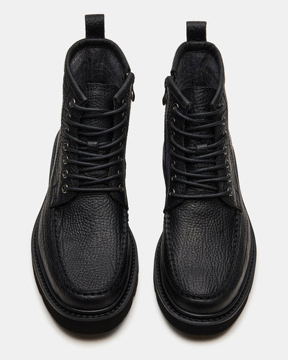 Steve Madden DAEL Black Leather Lace-Up Men's Ankle Boot