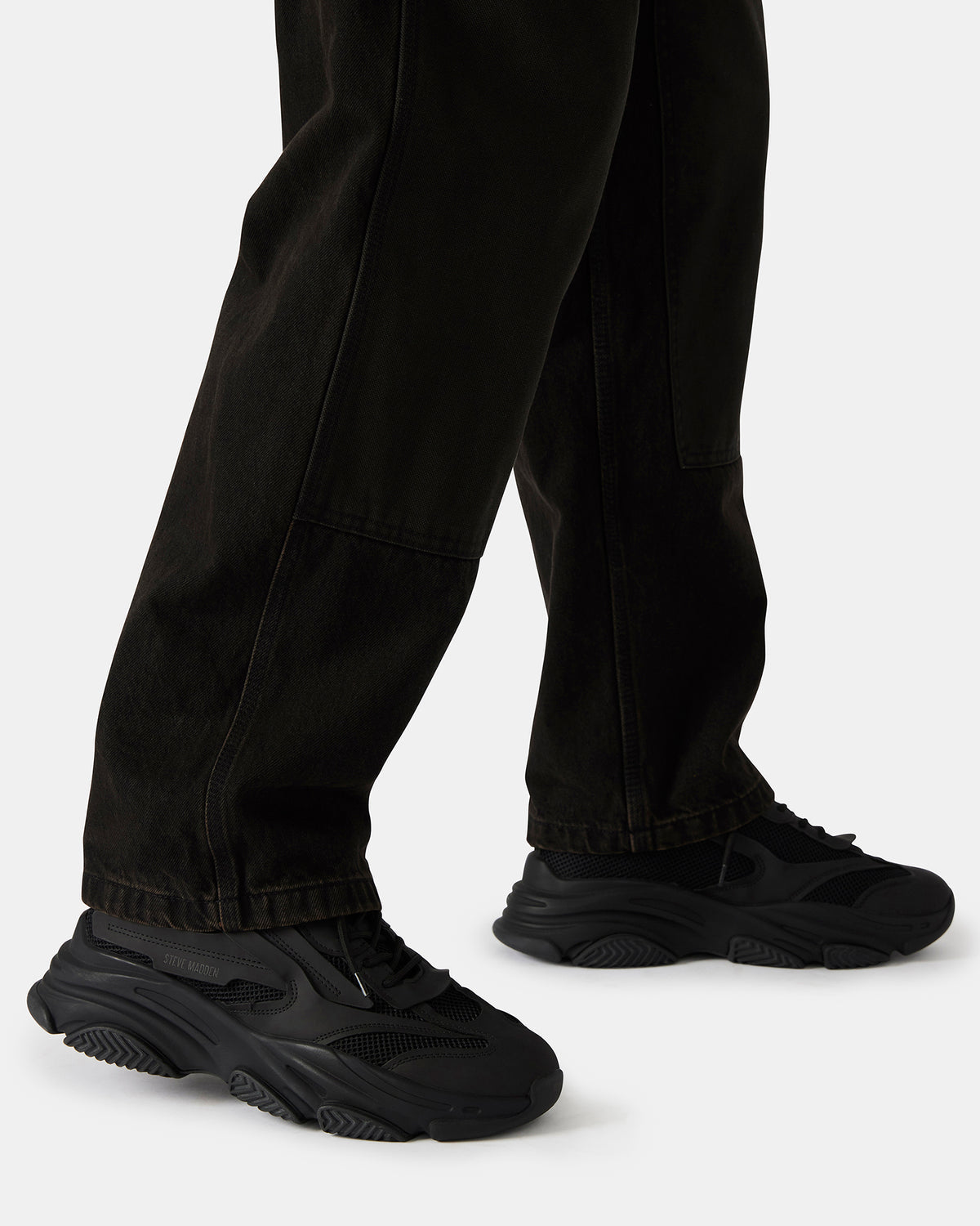 Steve Madden POSSESS Black Low-Top Lace-Up Men's Sneaker